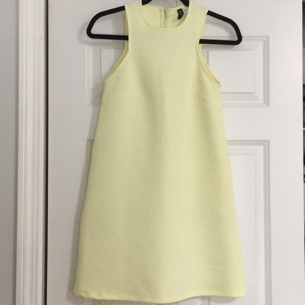 H&M Pale Yellow High Neck Mini Dress